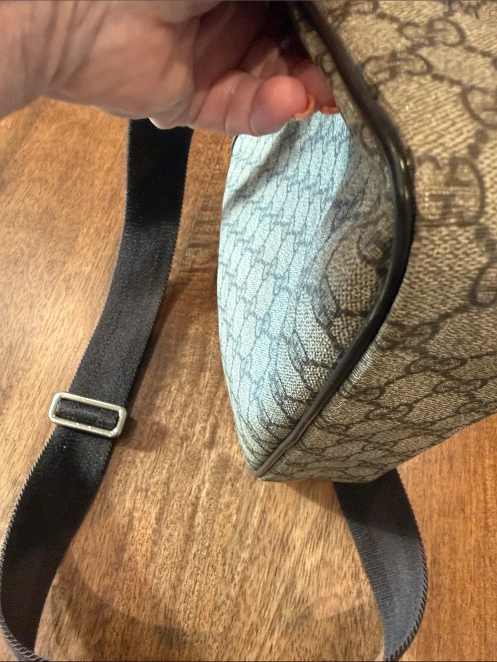 Gucci Beige Brown GG coated Canvas Messenger Bag with Adjustable Strap